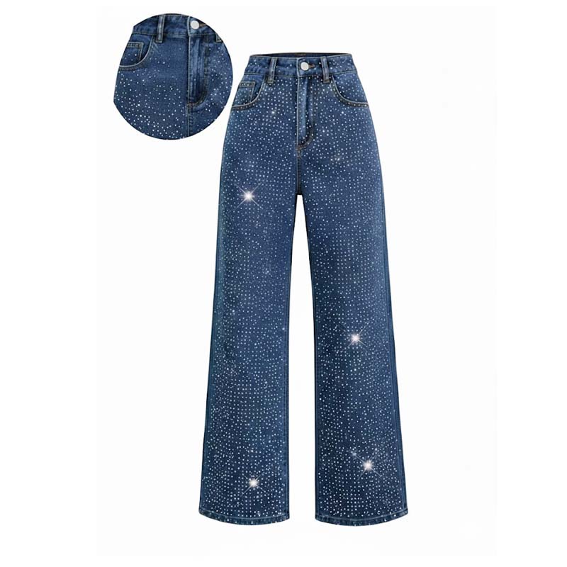 Blugi eleganți pentru femei, împodobiți cu strasuri-10