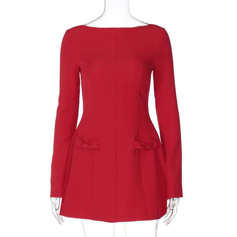 Rochie mini elegantă pentru femei, în linie A, cu decolteu în formă de barcă-9