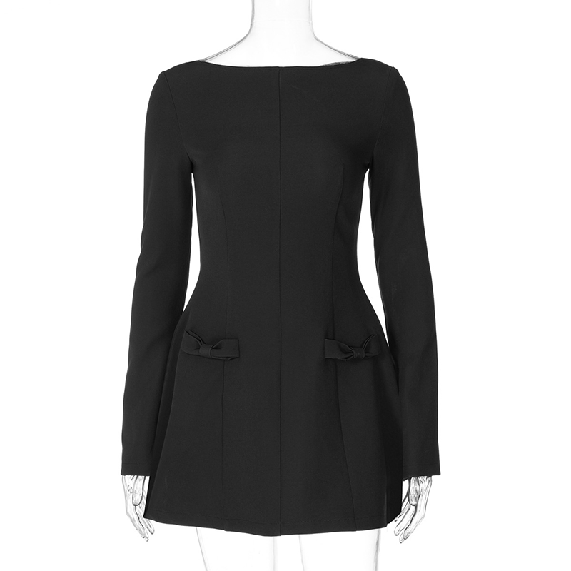 Rochie mini elegantă pentru femei, în linie A, cu decolteu în formă de barcă-8
