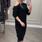 🎁Noutăți 2026 50% REDUCERE💥Rochie midi cu mâneci lungi și un umăr pentru femei-2
