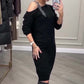 🎁Noutăți 2026 50% REDUCERE💥Rochie midi cu mâneci lungi și un umăr pentru femei-1