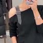 🎁Noutăți 2026 50% REDUCERE💥Rochie midi cu mâneci lungi și un umăr pentru femei-6