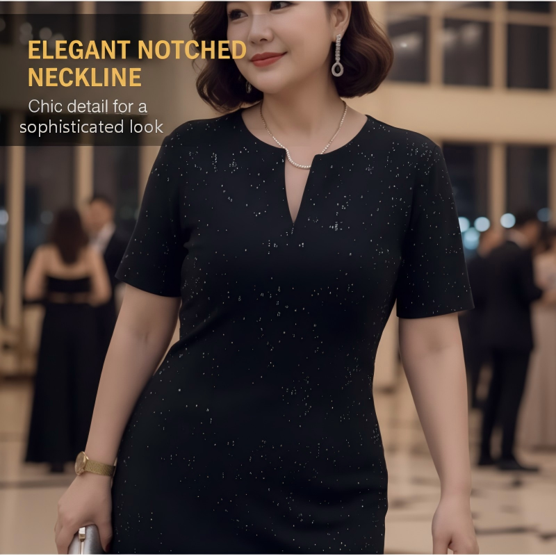 🧡Ultimele 10 ore  49% reducere🔥Rochie clasică neagră cu decolteu în V și mâneci scurte-1
