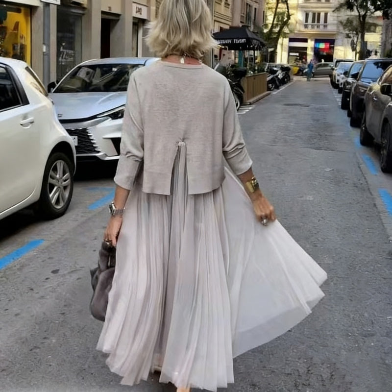 Set din 2 piese pentru femei: bluză cu mâneci lungi și rochie fără mâneci-2