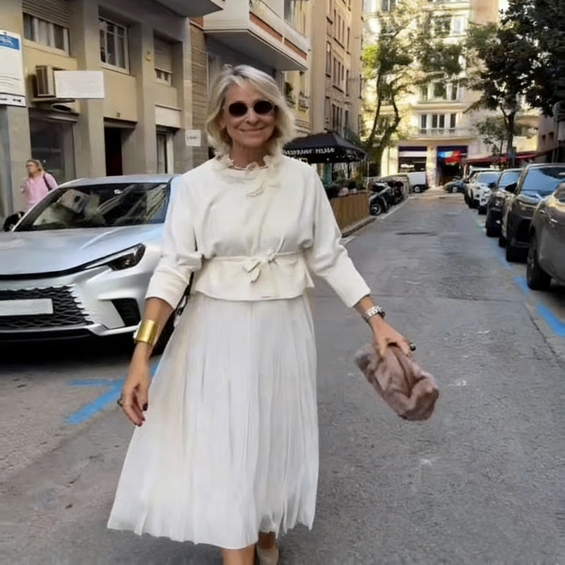 Set din 2 piese pentru femei: bluză cu mâneci lungi și rochie fără mâneci-4