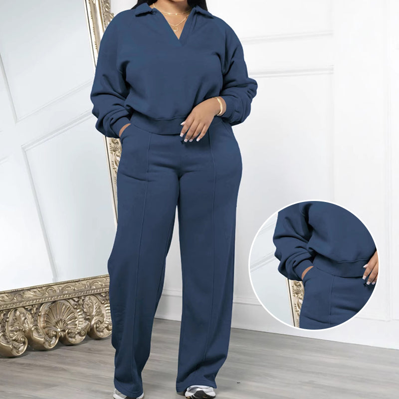 Set cu bluză cu mâneci lungi și pantaloni cu șnur elastic-1