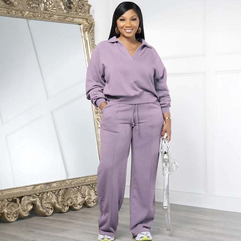 Set cu bluză cu mâneci lungi și pantaloni cu șnur elastic-3