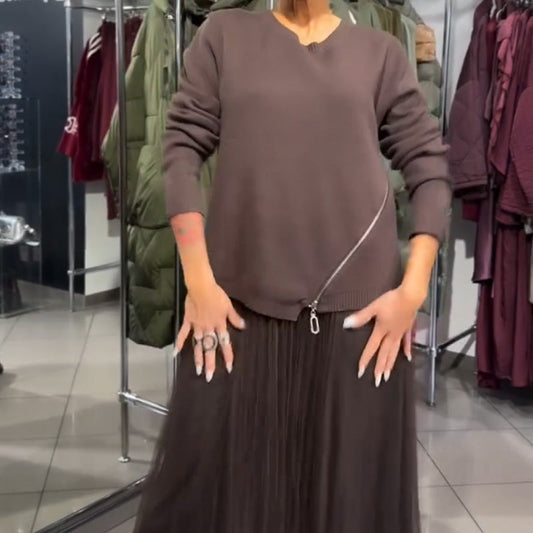Set rochie din tricot și tul pentru femei