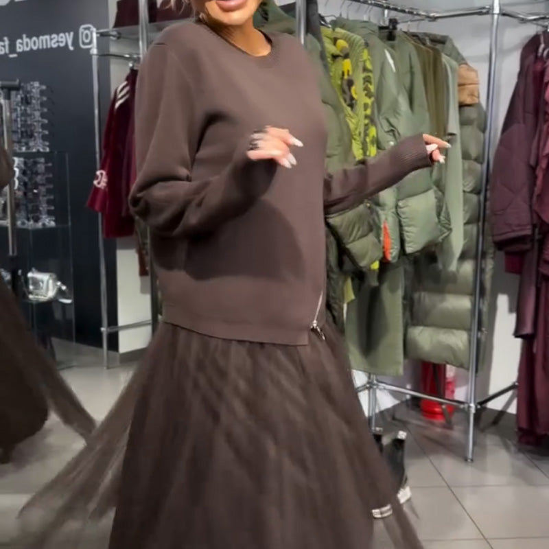 Set rochie din tricot și tul pentru femei-4