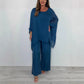 Set elegant casual pentru femei, format din bluză din șifon și pantaloni largi-2