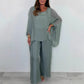Set elegant casual pentru femei, format din bluză din șifon și pantaloni largi-3