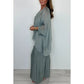 Set elegant casual pentru femei, format din bluză din șifon și pantaloni largi-5
