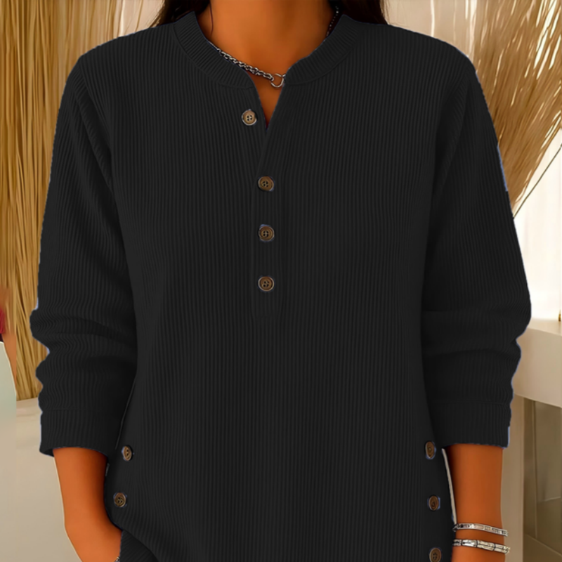 🎉 Bluză Henley din catifea pentru femei – elegantă, moale și versatilă 🧥📦-1