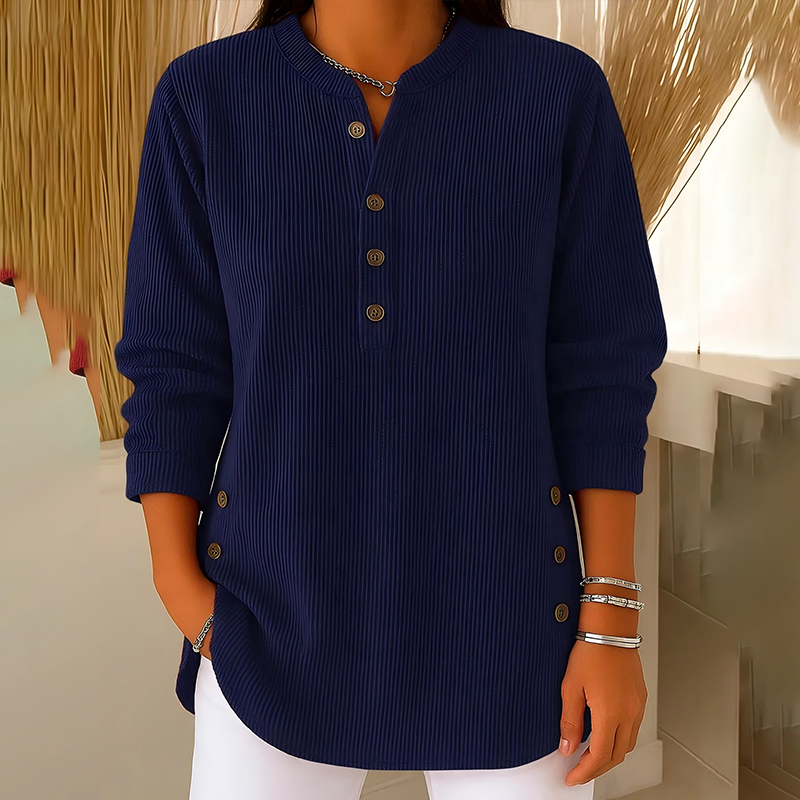 🎉 Bluză Henley din catifea pentru femei – elegantă, moale și versatilă 🧥📦-4