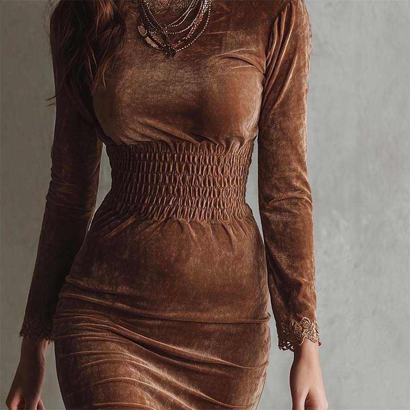 Rochie elegantă plisată cu talie strânsă pentru femei-2