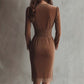 Rochie elegantă plisată cu talie strânsă pentru femei-4