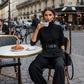 Set elegant pentru femei, format din bluză cu guler înalt și pantaloni cu talie înaltă-8