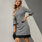 🏆 Reduceri fierbinți - 49% REDUCERE ✨Rochie midi mulată cu guler rotund și imprimeu houndstooth pentru femei-6