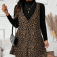 Set rochie și top cu imprimeu leopard, cu aspect stratificat-7