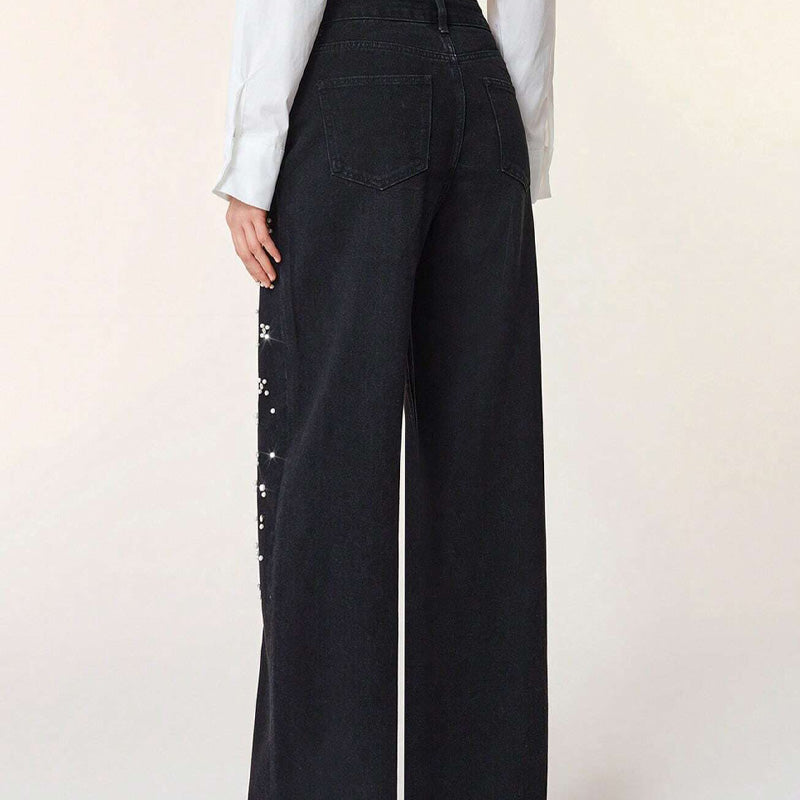 🔥Ofertă limitată - Pantaloni eleganți din denim cu ornamente pentru femei-7