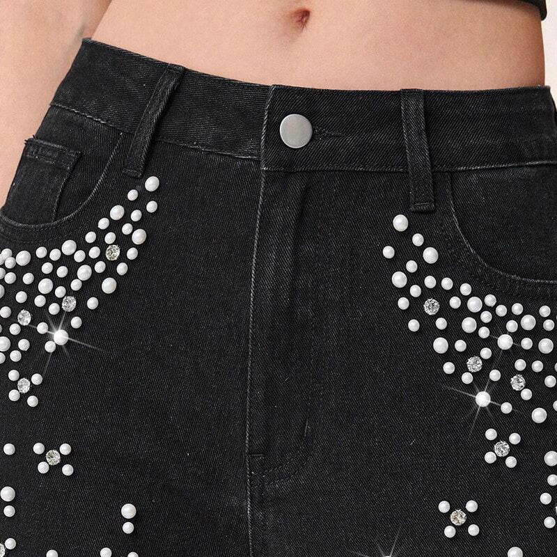 🔥Ofertă limitată - Pantaloni eleganți din denim cu ornamente pentru femei-6