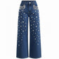 🔥Ofertă limitată - Pantaloni eleganți din denim cu ornamente pentru femei-12