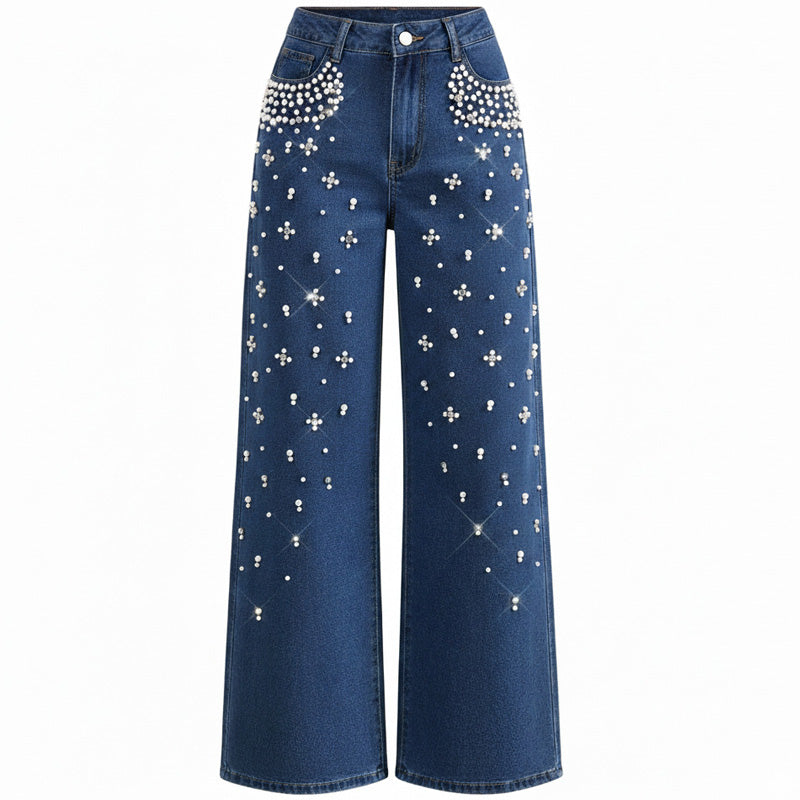 🔥Ofertă limitată - Pantaloni eleganți din denim cu ornamente pentru femei-12