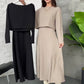 Ținute din tricot din două piese pentru femei Rochie midi fără mâneci și top scurt-1