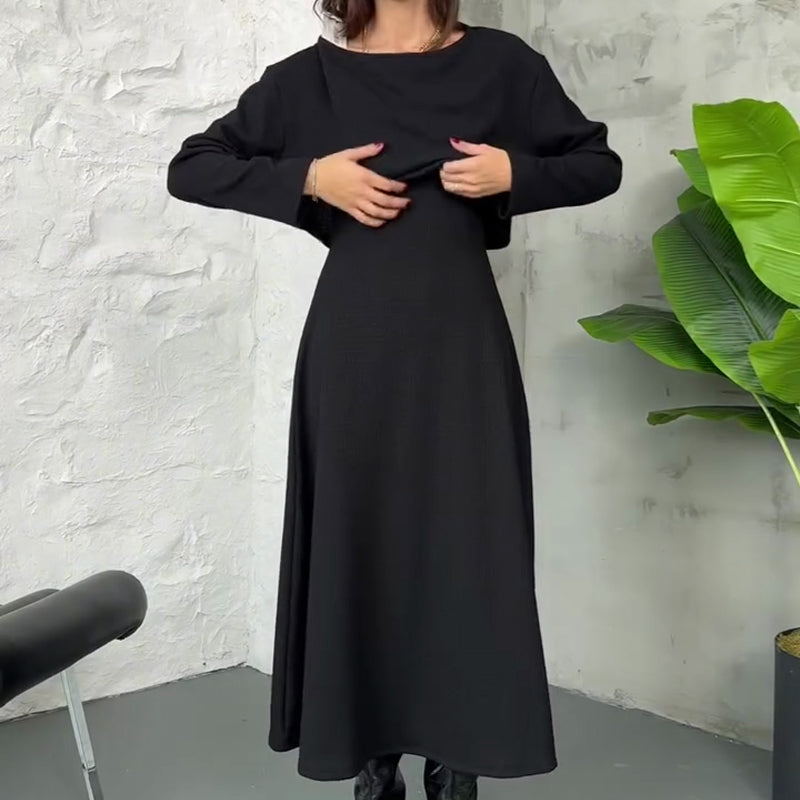 Ținute din tricot din două piese pentru femei Rochie midi fără mâneci și top scurt-7