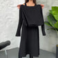 Ținute din tricot din două piese pentru femei Rochie midi fără mâneci și top scurt-9