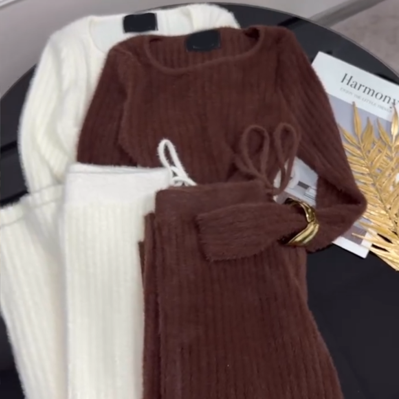 Set casual din 2 piese, pulover și pantaloni cu nervuri-6