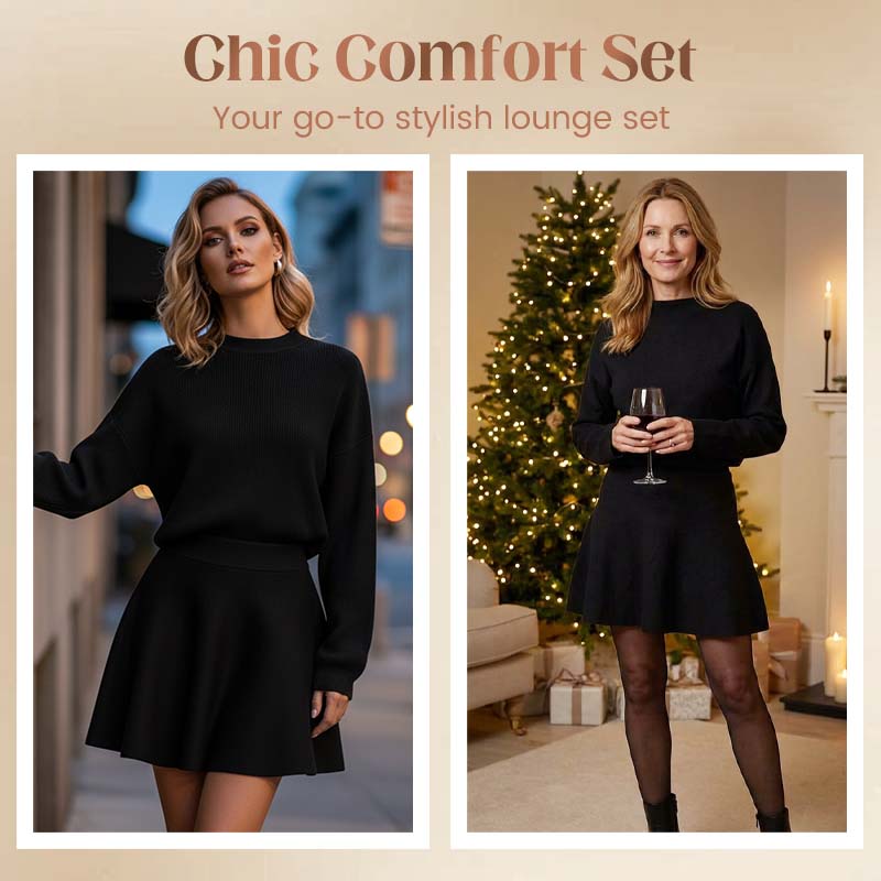💃 Rochie mini din tricot cu guler înalt pentru femei-1