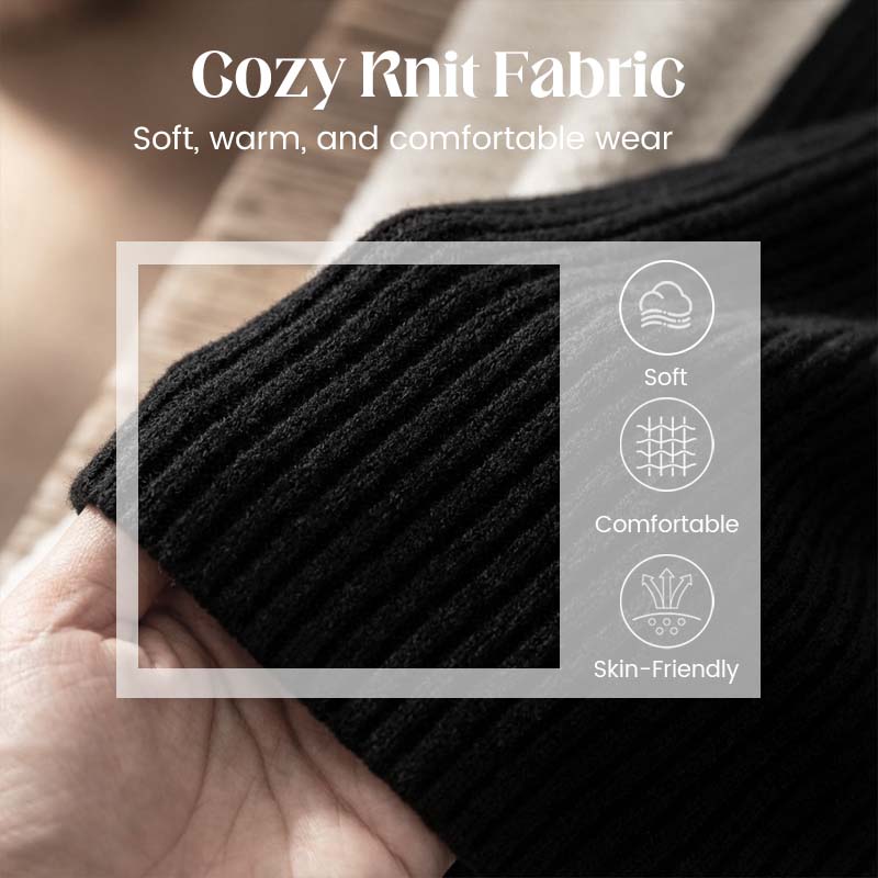 💃 Rochie mini din tricot cu guler înalt pentru femei-3