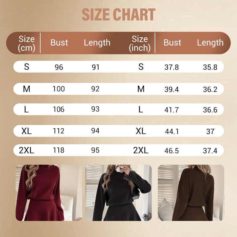 💃 Rochie mini din tricot cu guler înalt pentru femei-7