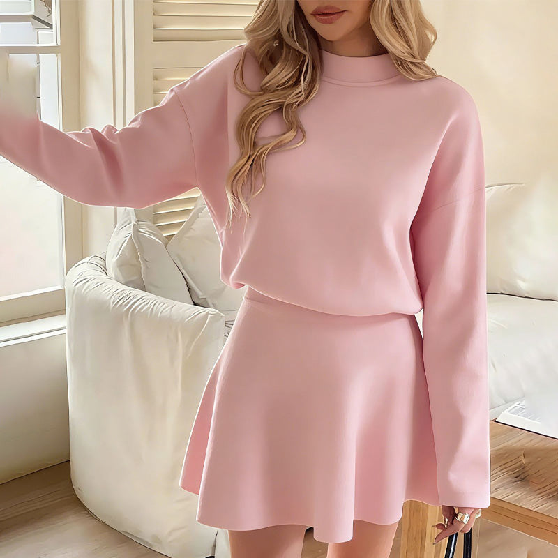 💃 Rochie mini din tricot cu guler înalt pentru femei-12