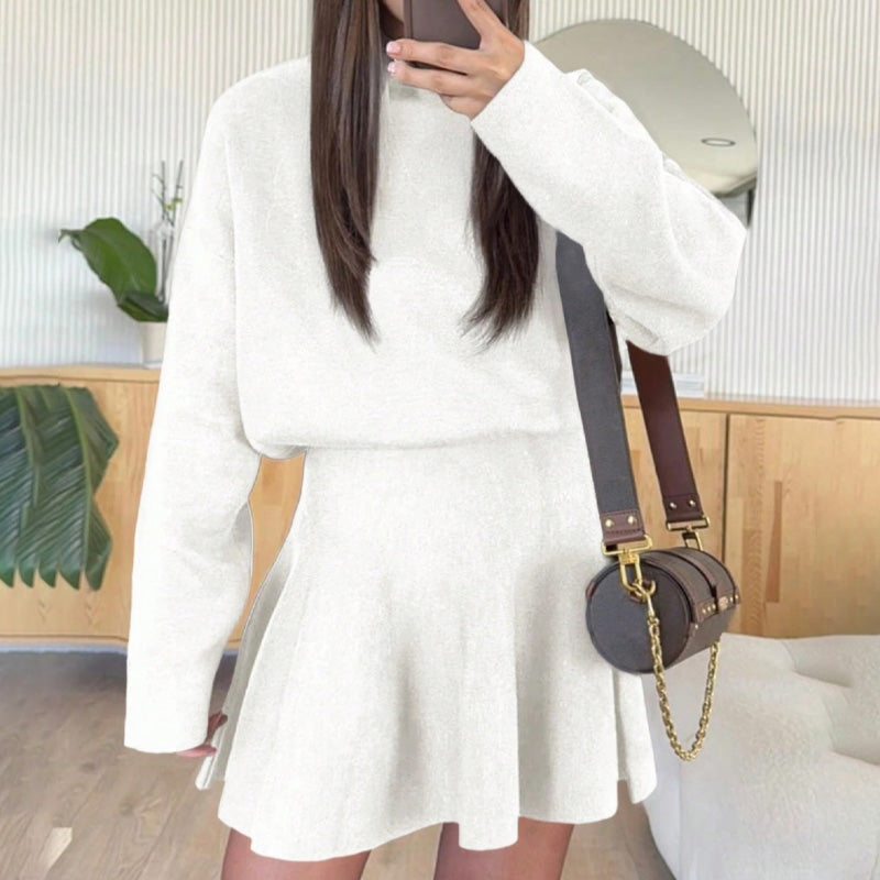 💃 Rochie mini din tricot cu guler înalt pentru femei-14