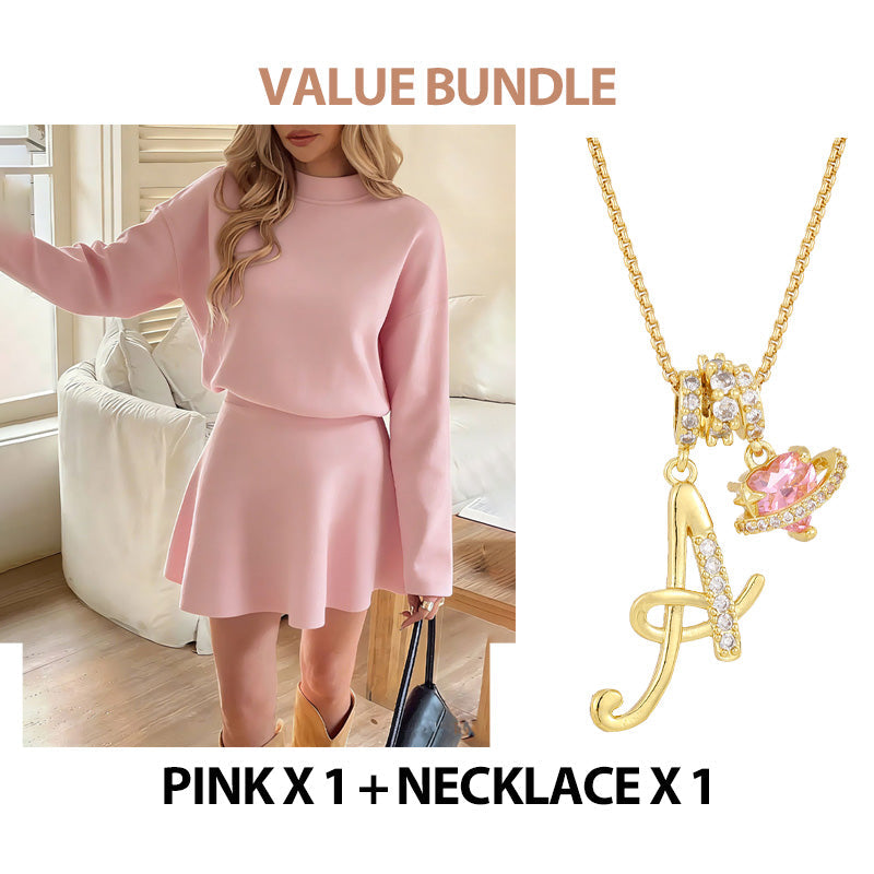 💃 Rochie mini din tricot cu guler înalt pentru femei-19