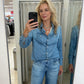 Set de pijamale din denim fals pentru femei, 2 piese-5