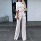 ⏰Set elegant pentru femei, format din top scurt și pantaloni largi-2