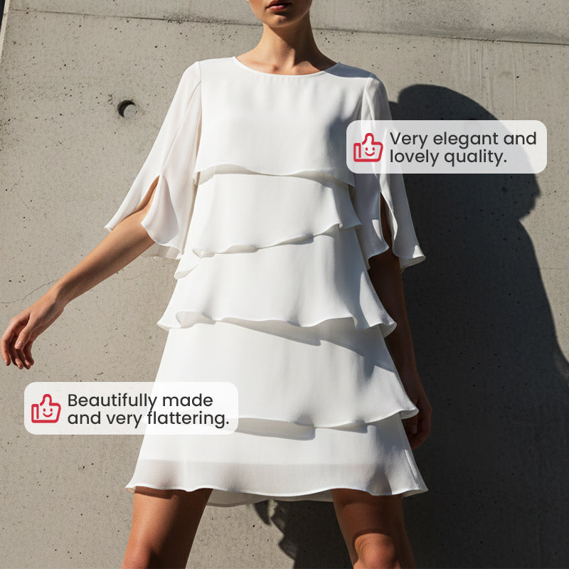 💥Reducere de 50% pentru o perioadă limitată 😍Rochie elegantă pentru femei, cu mâneci cu volane suprapuse-4