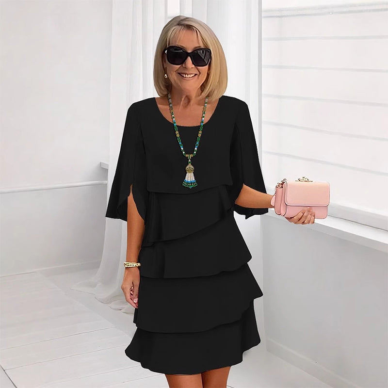 💥Reducere de 50% pentru o perioadă limitată 😍Rochie elegantă pentru femei, cu mâneci cu volane suprapuse-12
