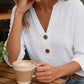 🔥Limited-time offer-Women's V-Neck Button Down Eyelet Blouse-6