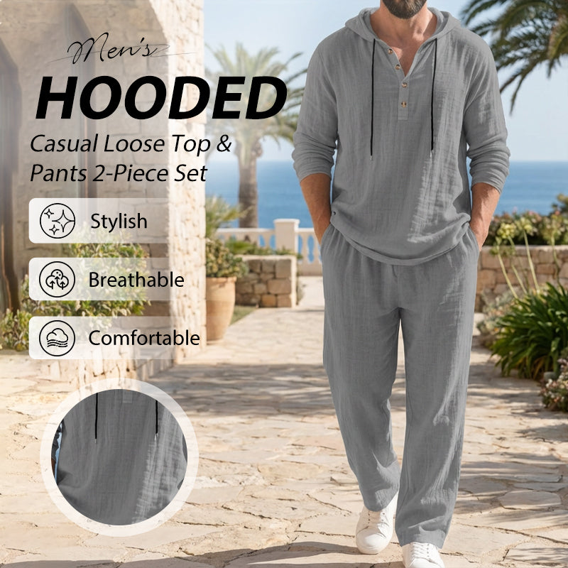 📢📢50% REDUCERE !!! Set de 2 piese pentru bărbați: bluză cu glugă și pantaloni largi, casual