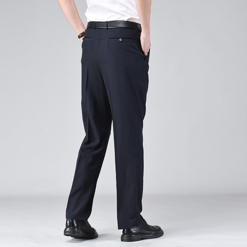 Pantaloni de costum business cu talie înaltă pentru bărbați-1