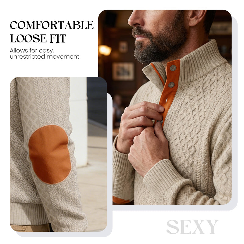 Hanorac cu guler din jacquard texturat pentru bărbați - CUMPĂRĂ 2 TRANSPORT GRATUIT-3