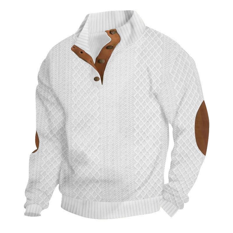 Hanorac cu guler din jacquard texturat pentru bărbați - CUMPĂRĂ 2 TRANSPORT GRATUIT-10
