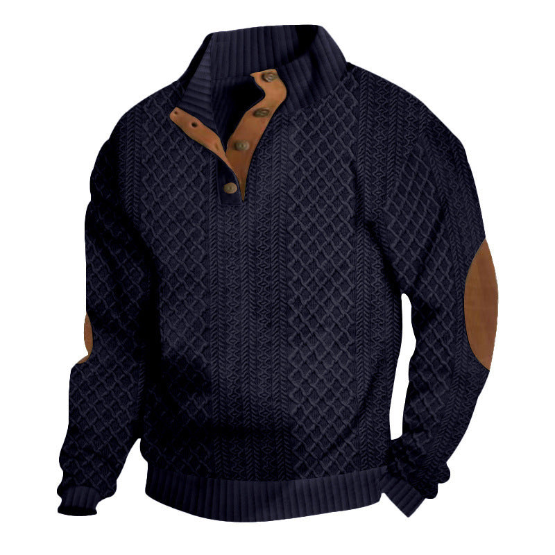 Hanorac cu guler din jacquard texturat pentru bărbați - CUMPĂRĂ 2 TRANSPORT GRATUIT-13