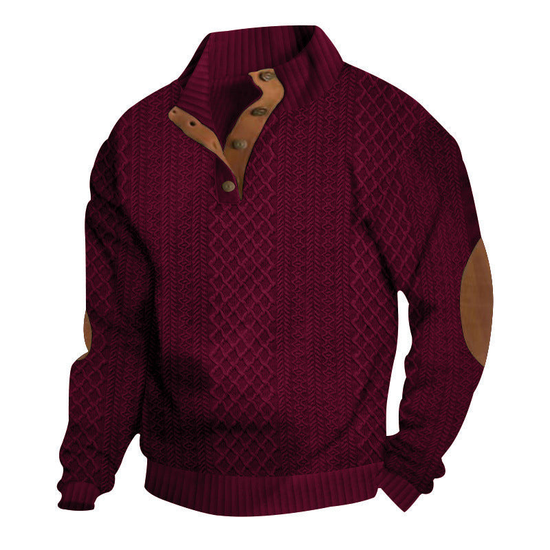 Hanorac cu guler din jacquard texturat pentru bărbați - CUMPĂRĂ 2 TRANSPORT GRATUIT-12