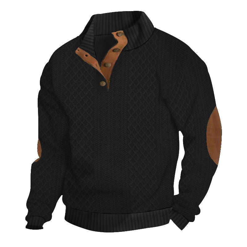 Hanorac cu guler din jacquard texturat pentru bărbați - CUMPĂRĂ 2 TRANSPORT GRATUIT-16