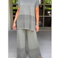 Set pentru femei, două piese, cu mâneci scurte, în culori uni: bluză și pantaloni-1